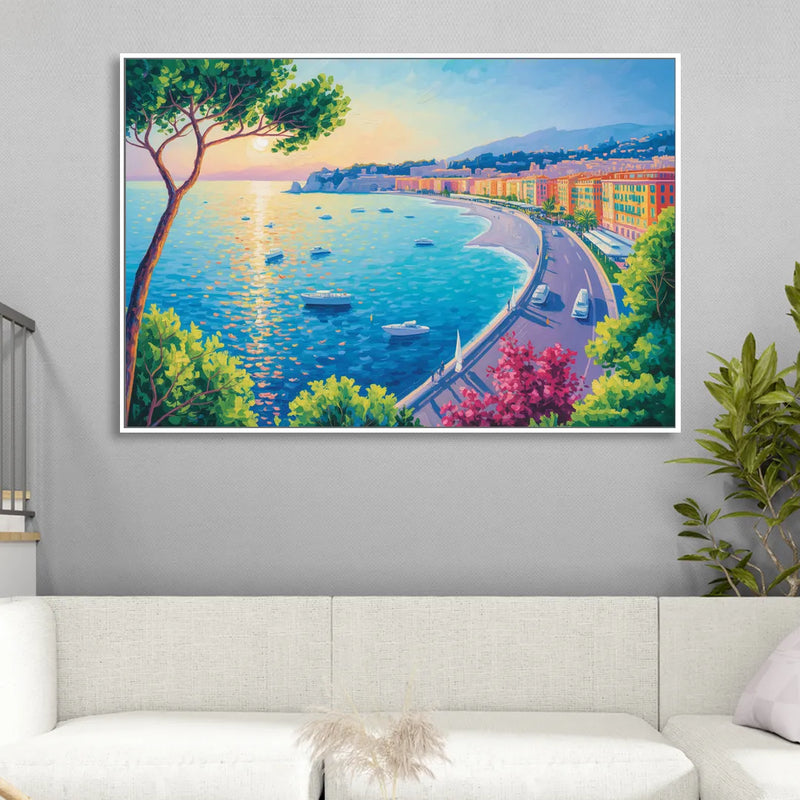 Riviera Reflections Living Room - White Canvas Wall Art