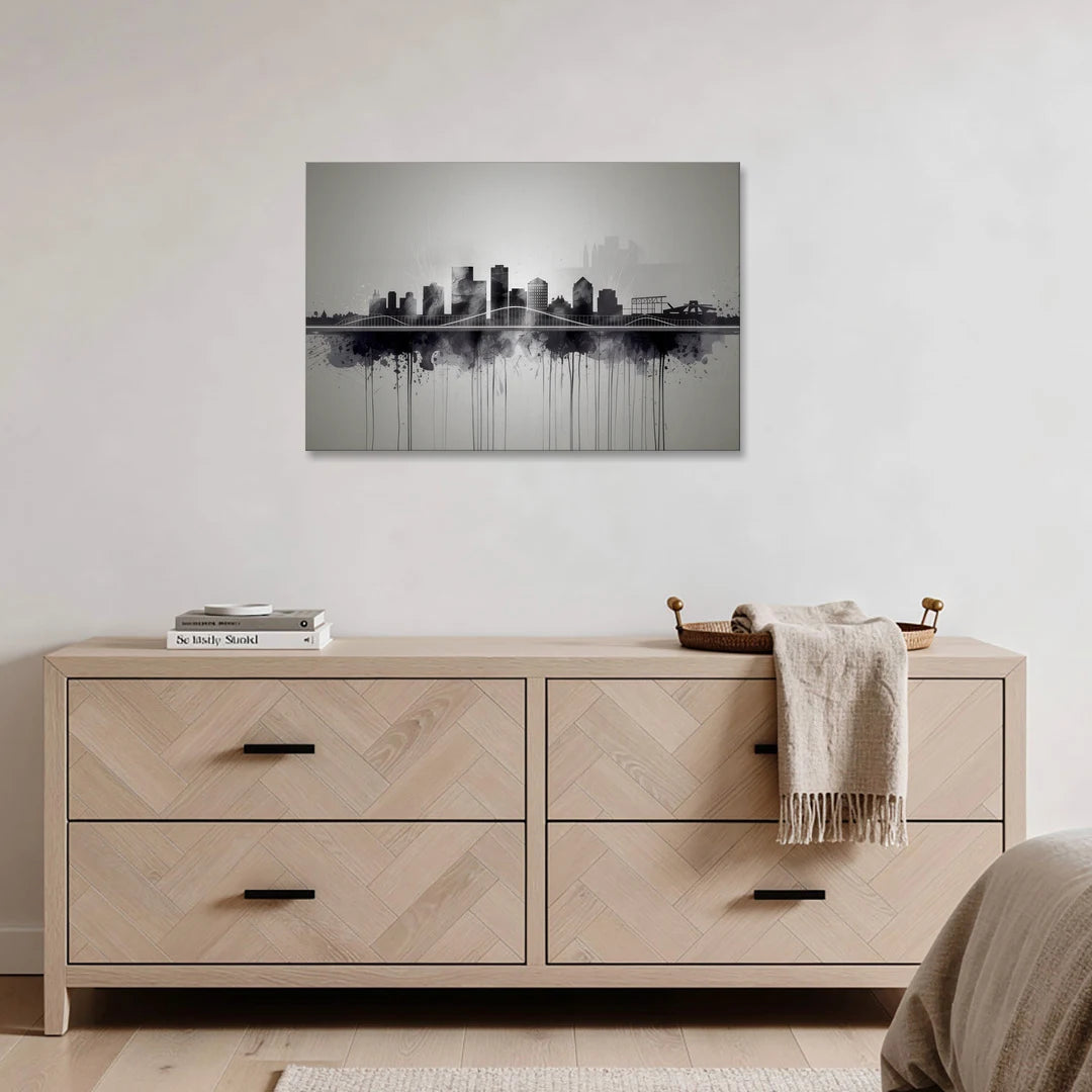 Rochester Cityscape Reflection - Canvas Wall Art - Coffee Table - 36x24