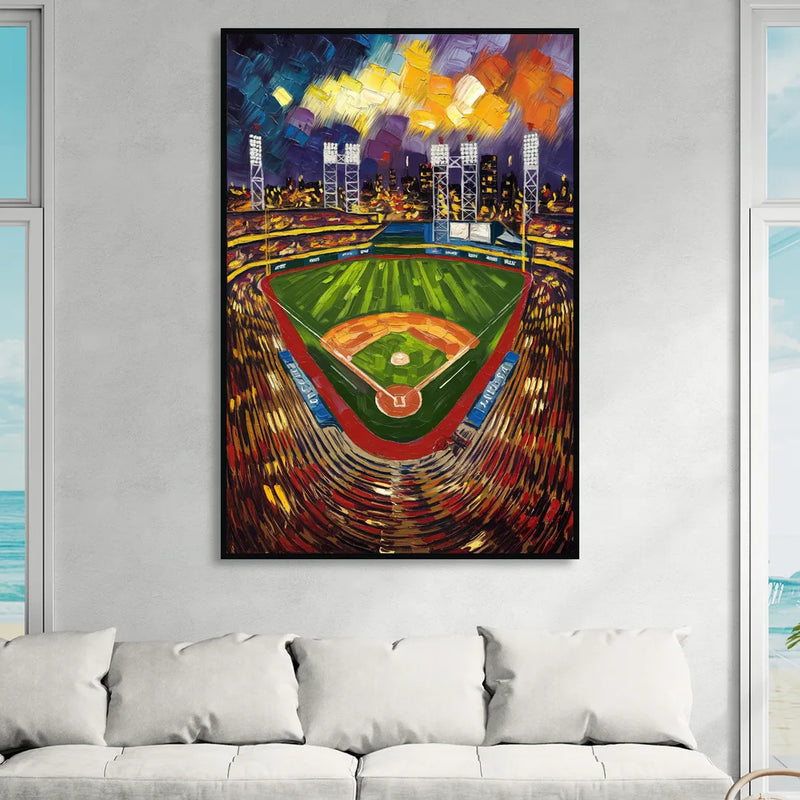 Rochester Red Wings Stadium Living Room - Black Canvas Wall Art