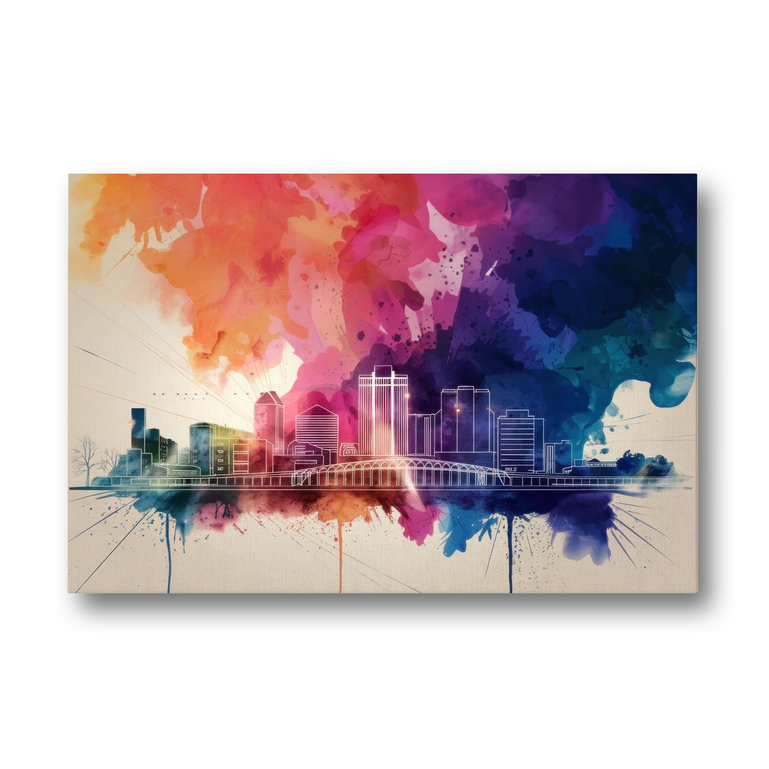 Rochester Skyline At Sunset - Canvas Wall Art - Front