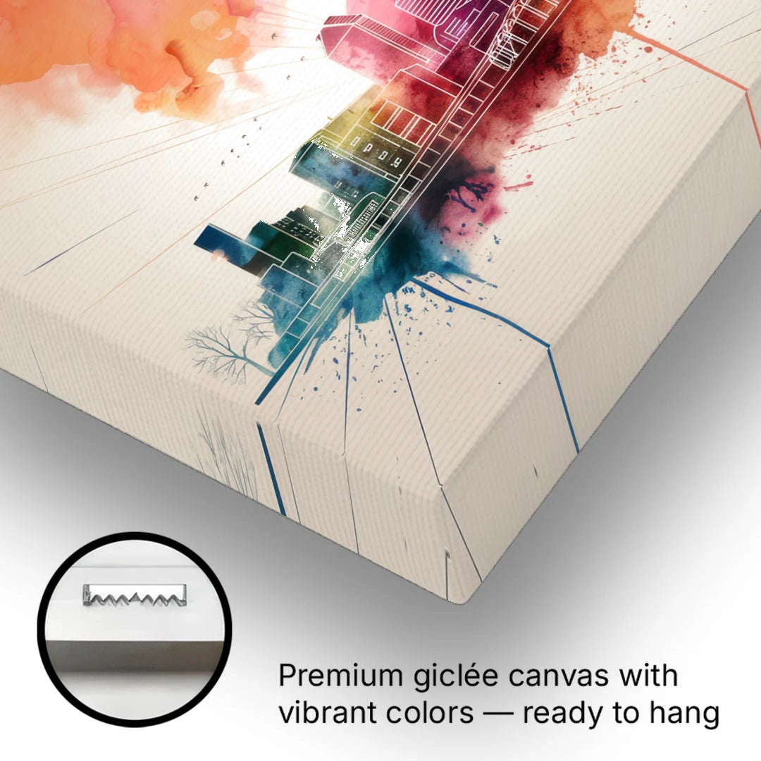 Rochester Skyline At Sunset - Canvas Wall Art - Gallery Wrap Corner