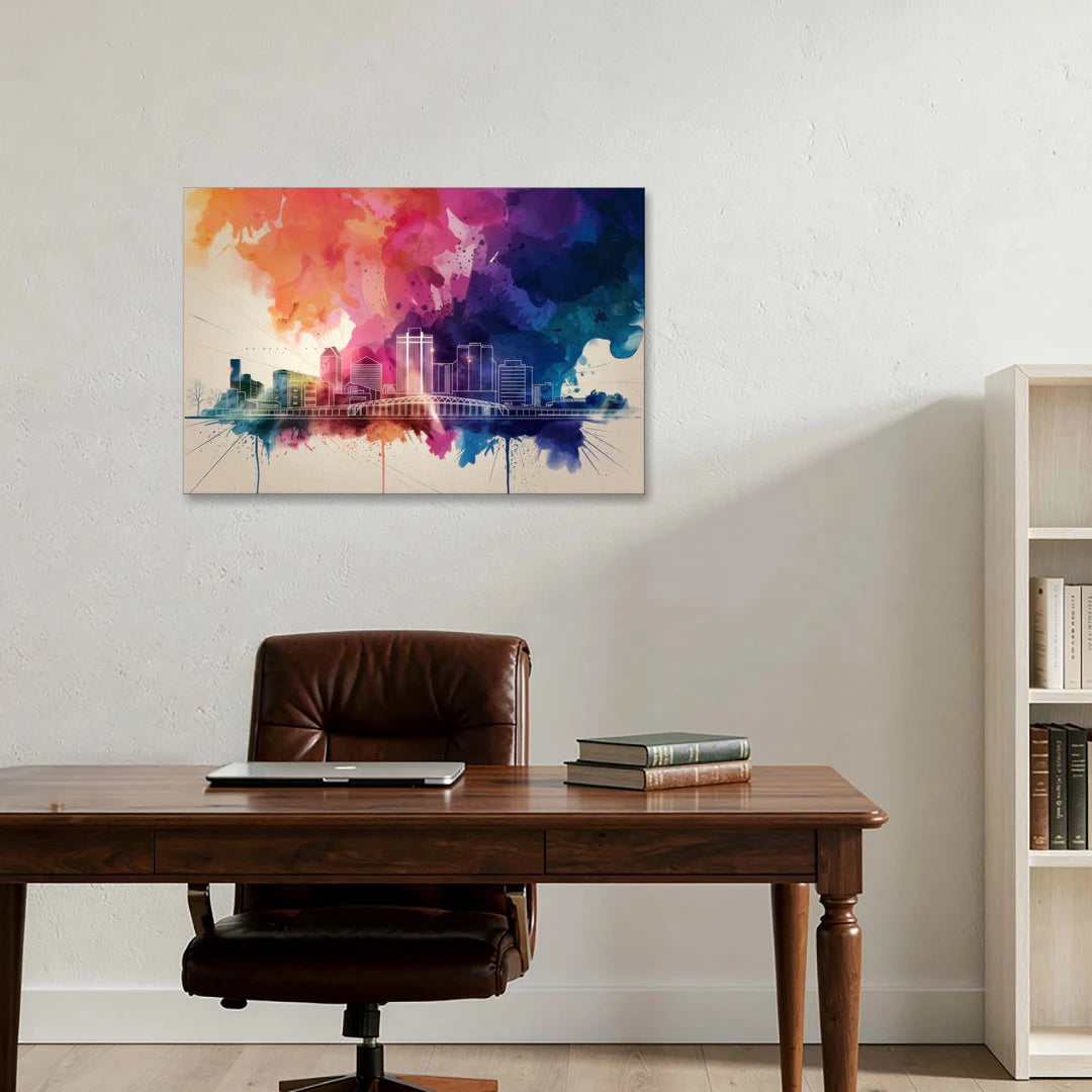 Rochester Skyline At Sunset - Canvas Wall Art - Office - 36x24
