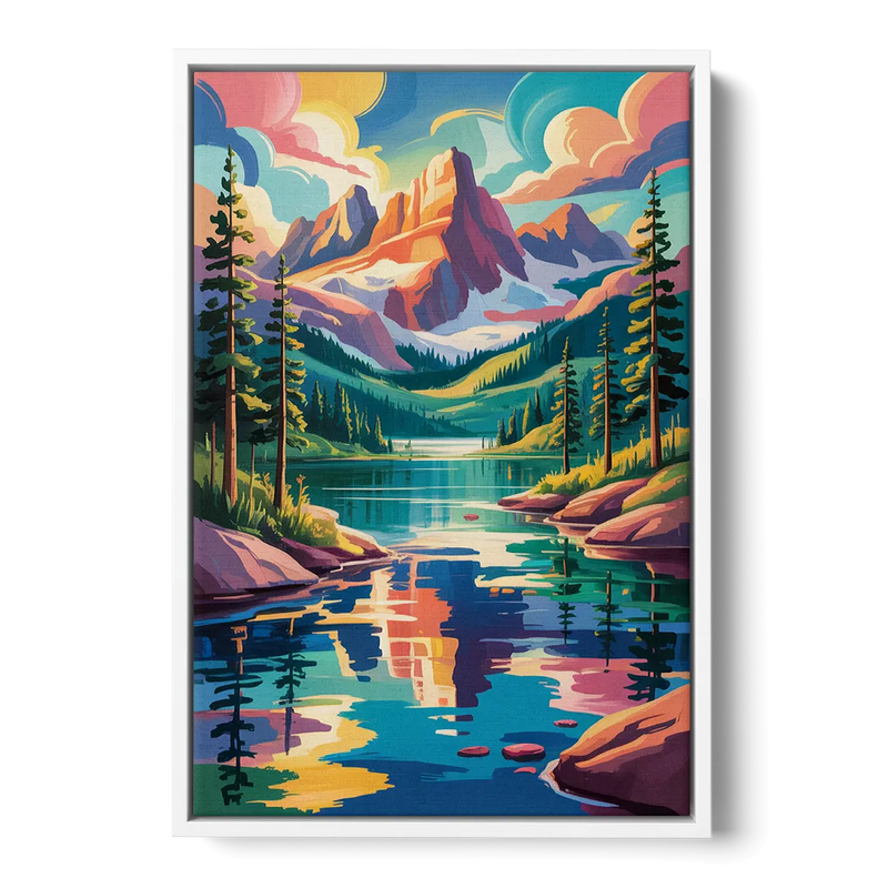 Rocky Mountain Serenity Front - White Canvas Wall Art