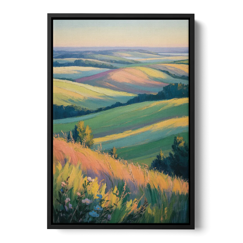 Rolling Hills of PEI Front - Black Canvas Wall Art