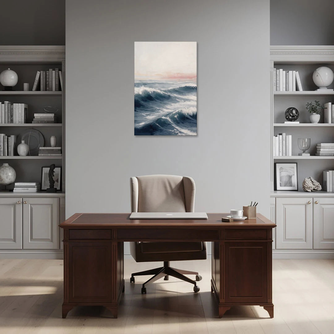Rolling Navy Swells Under a Chalk Sky - Canvas Wall Art - Office - 24x36