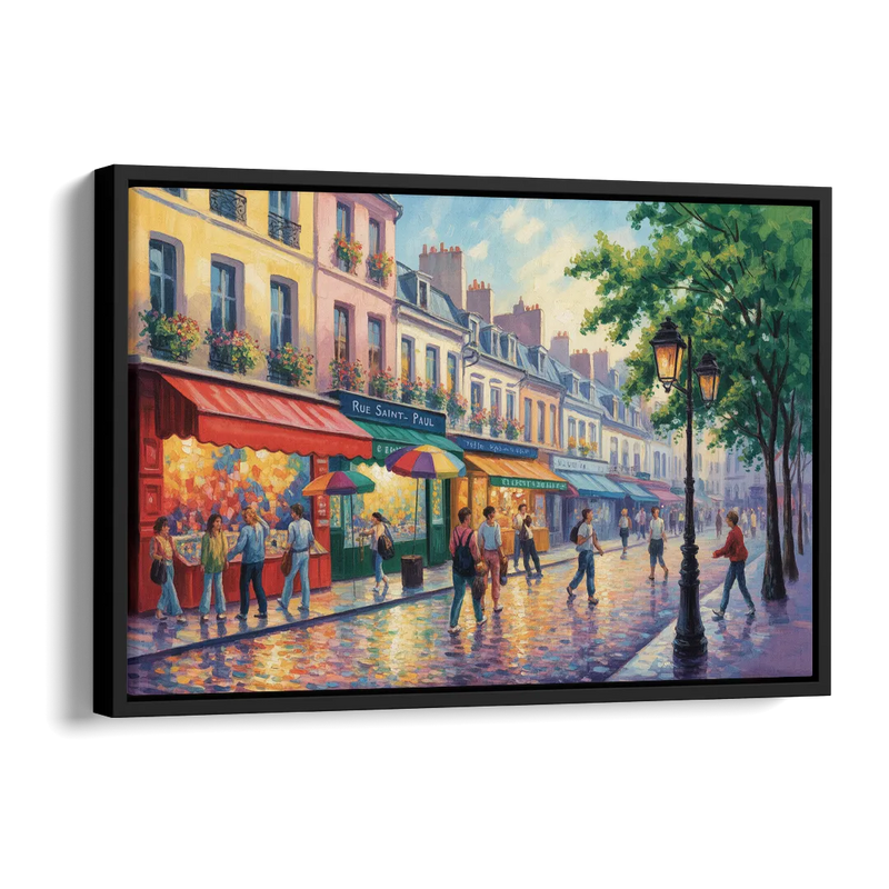 Rue Saint Paul Vibes Side - Black Canvas Wall Art