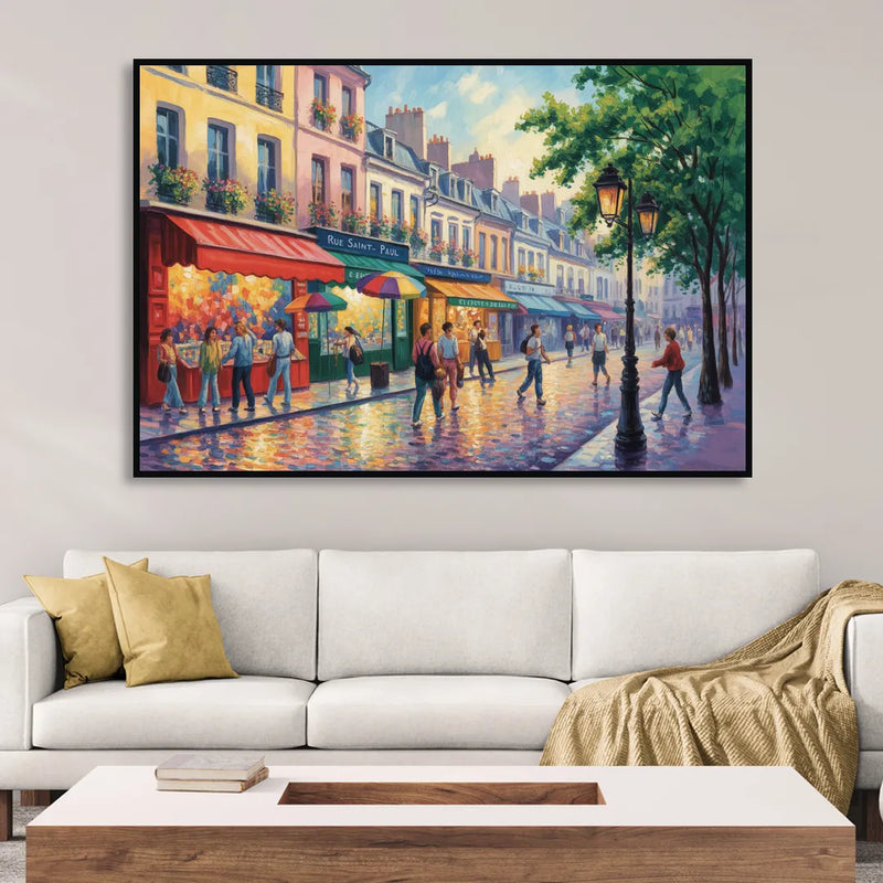 Rue Saint Paul Vibes Sitting Room - Black Canvas Wall Art