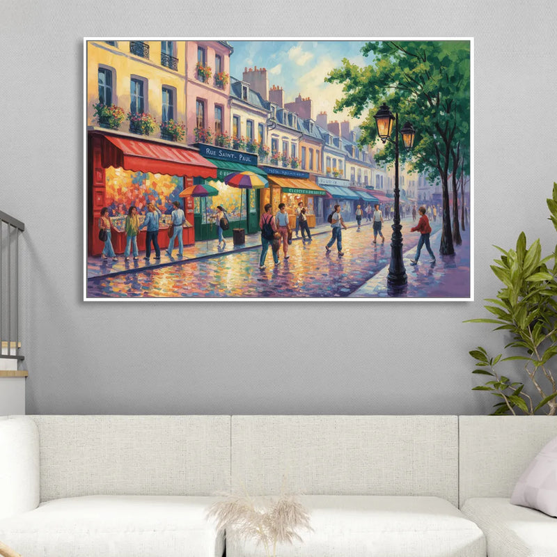 Rue Saint Paul Vibes Living Room - White Canvas Wall Art