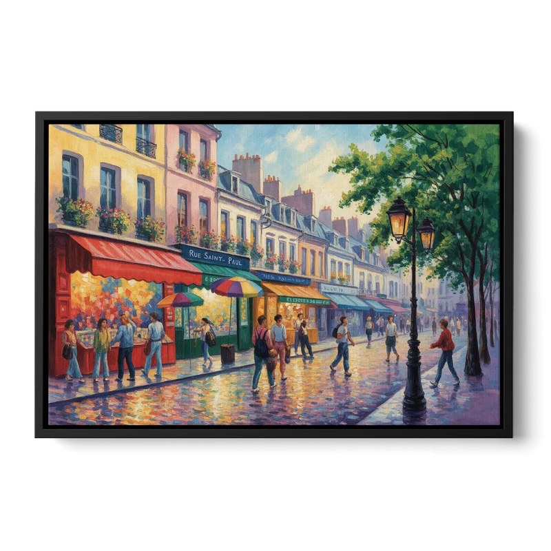 Rue Saint Paul Vibes Front - Black Canvas Wall Art