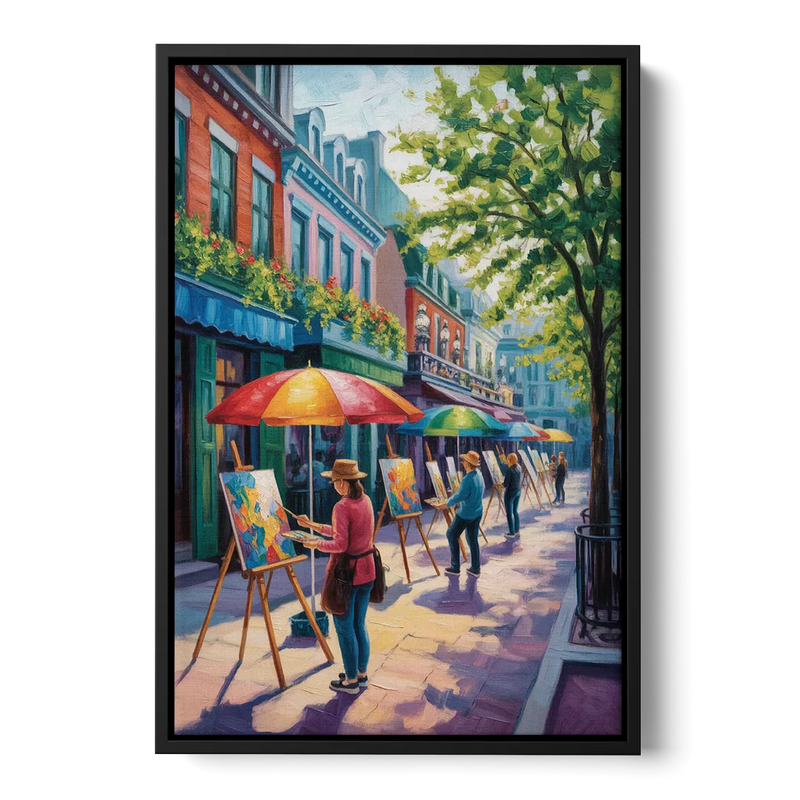 Rue du Tresor Artists Quebec Front - Black Canvas Wall Art