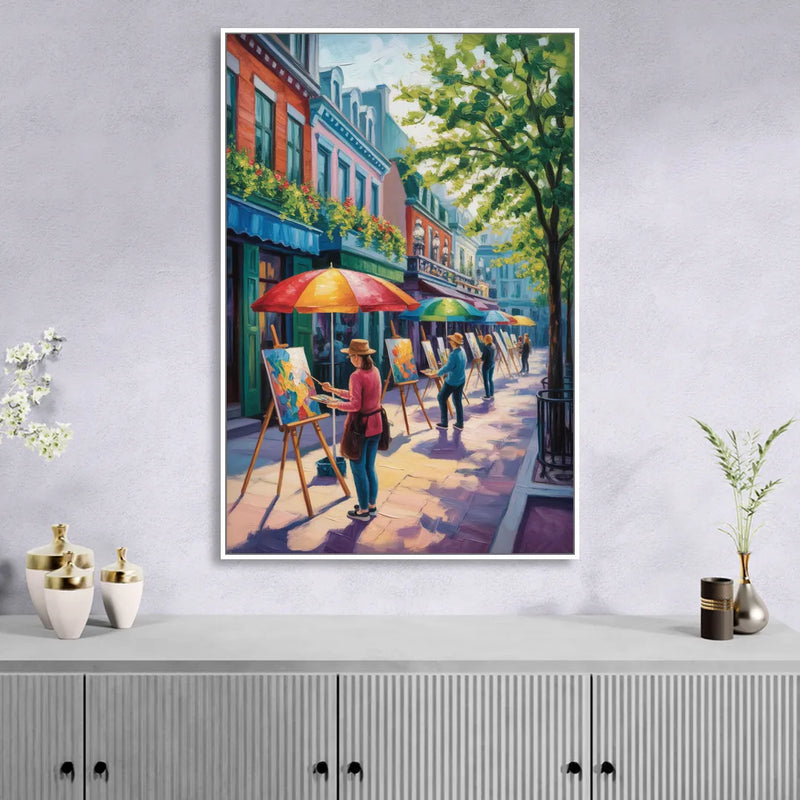 Rue du Tresor Artists Quebec Living Room - White Canvas Wall Art