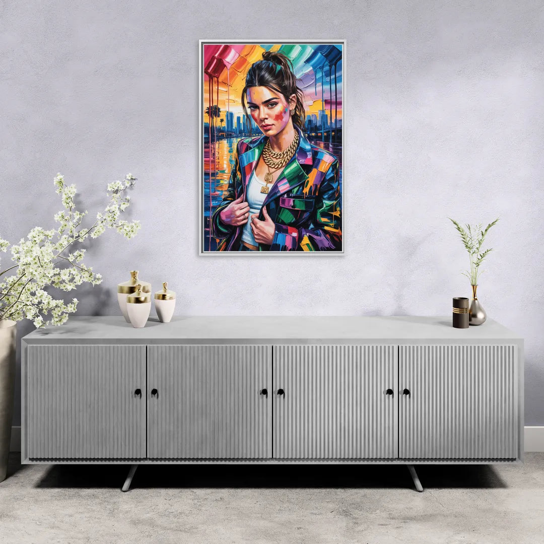 Runway - Living Room White Frame Canvas