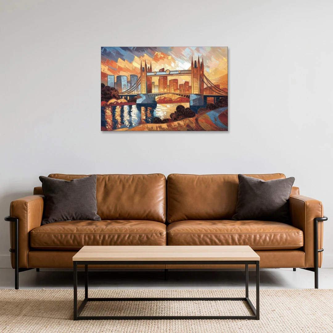 Sacramento Golden Hour Skyline - Canvas Wall Art - Sofa - 36x24