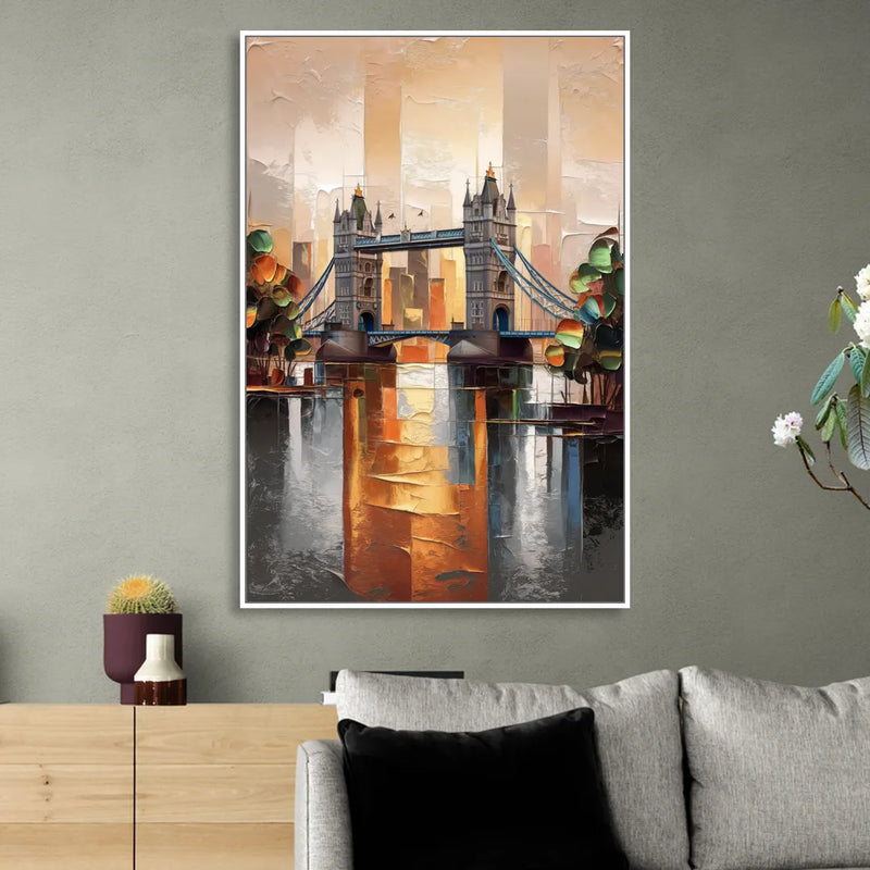 Sacramento Riverfront View Living Room - White Canvas Wall Art