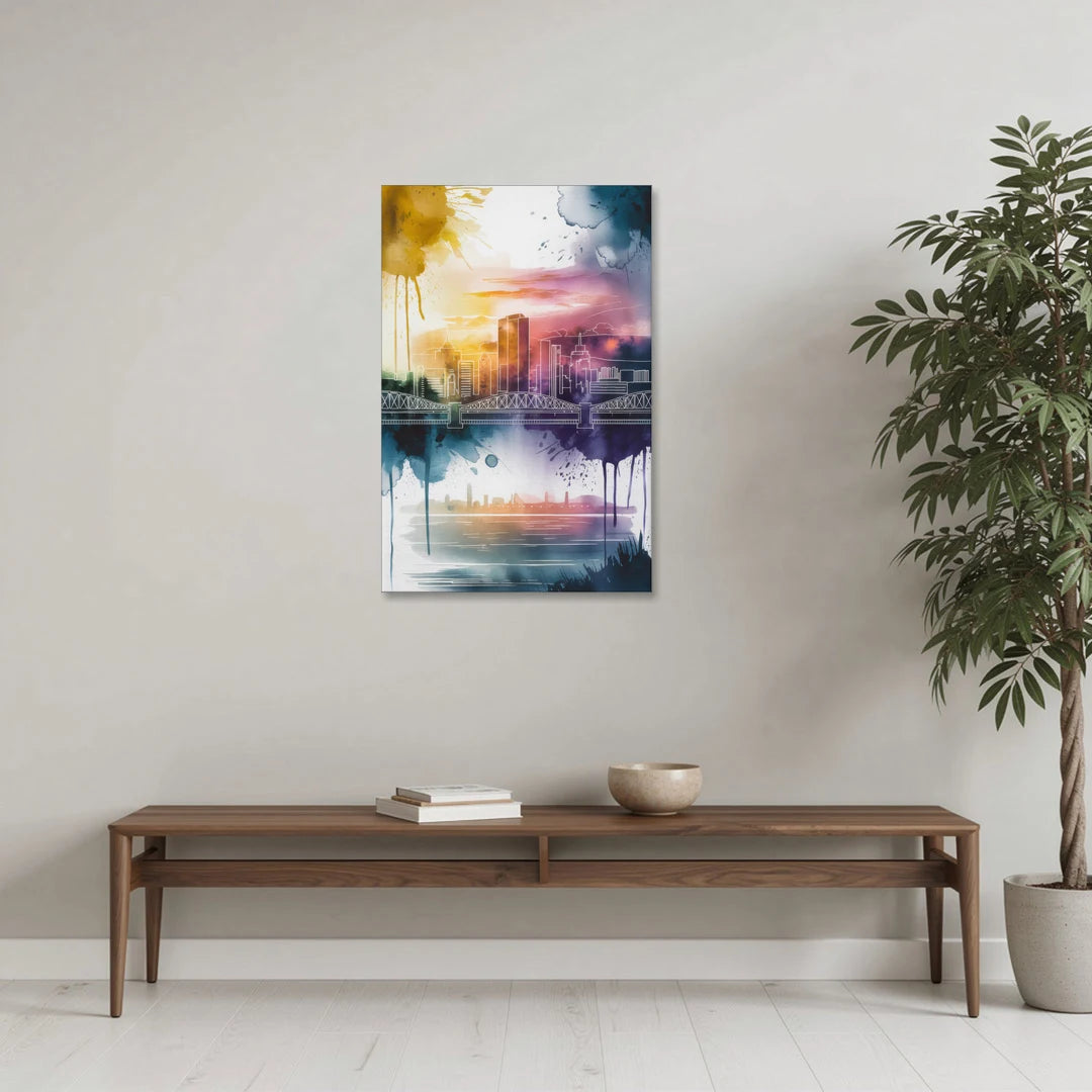 Sacramento Skyline Sunset - Canvas Wall Art - Coffee Table - 24x36