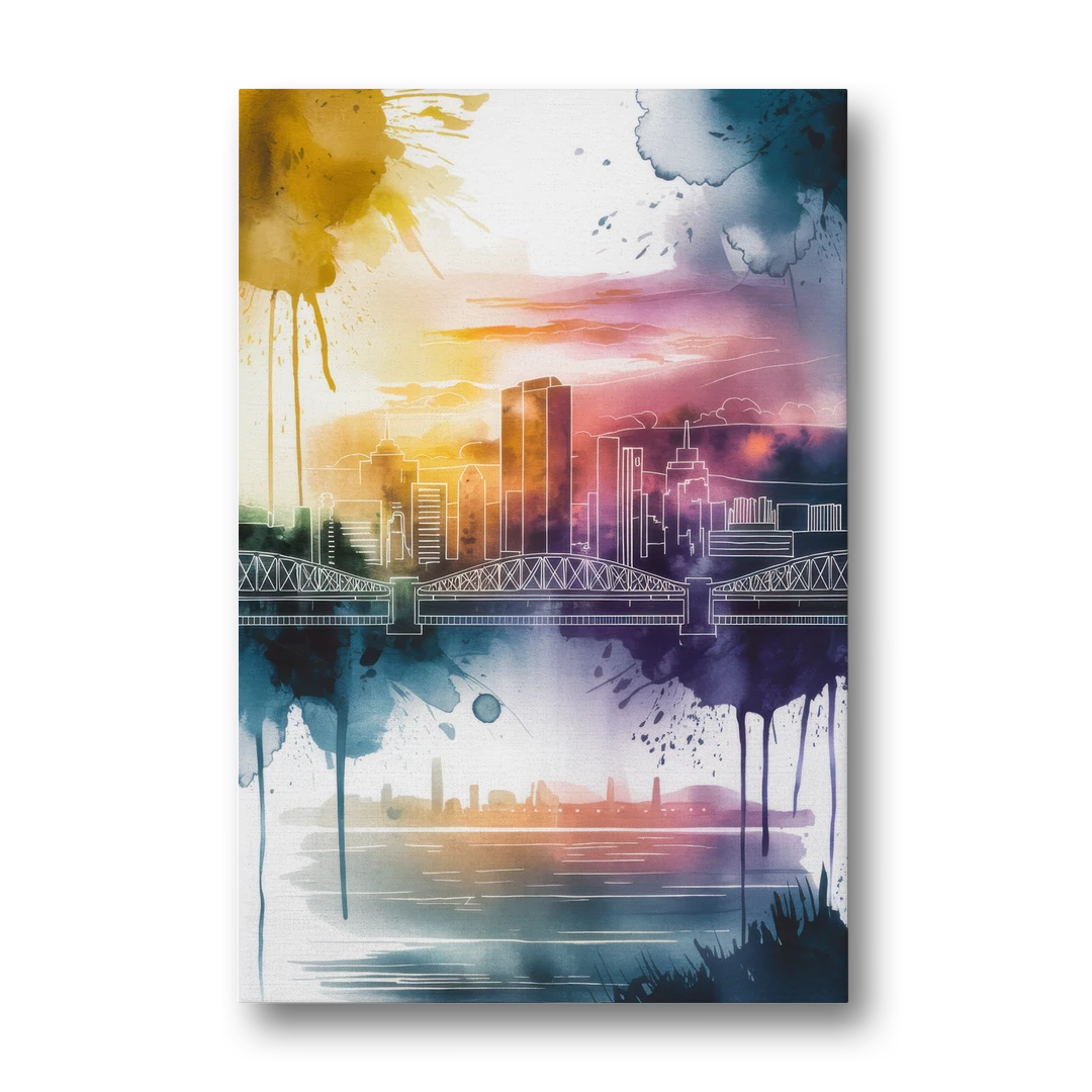 Sacramento Skyline Sunset - Canvas Wall Art - Front