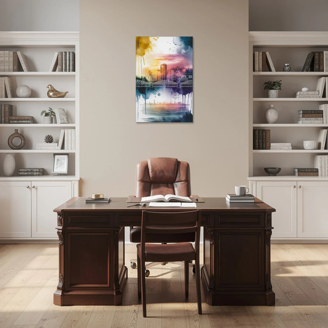 Sacramento Skyline Sunset - Canvas Wall Art - Office - 24x36