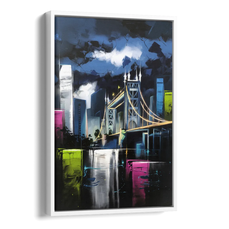 Sacramento Urban Street Art Side - White Canvas Wall Art