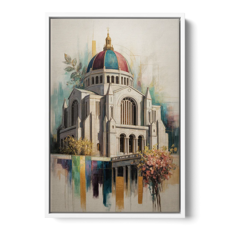 Saint Josephs Oratory Front - White Canvas Wall Art