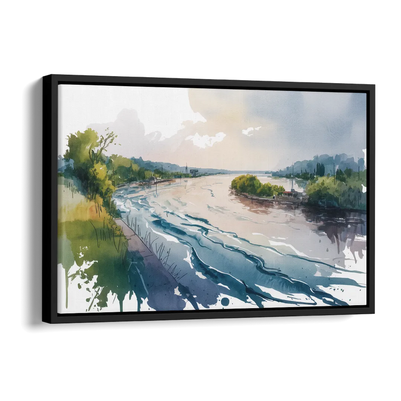 Saint Lawrence River View Side - Black Canvas Wall Art