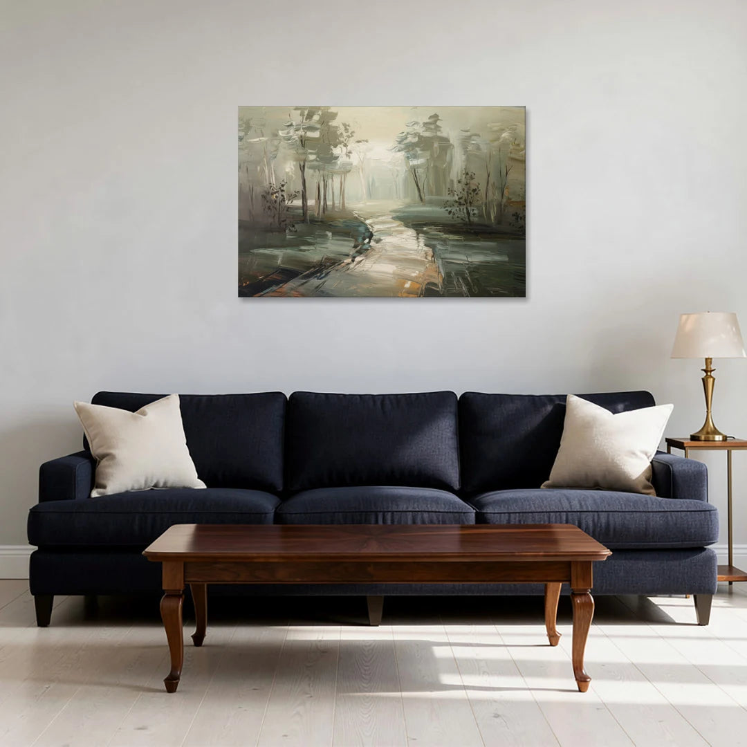 Salem Foggy Morning - Canvas Wall Art - Sofa - 36x24