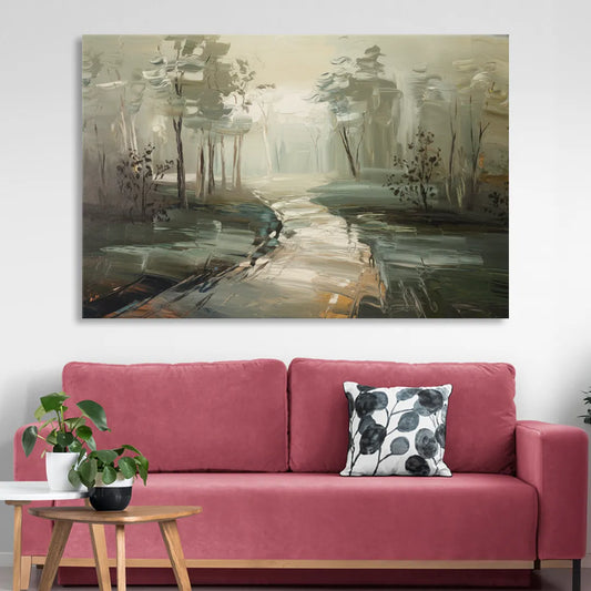 Salem Foggy Morning Living Room - Canvas Wall Art