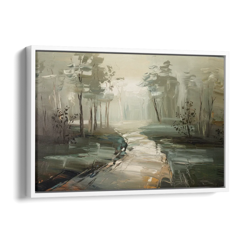 Salem Foggy Morning Side - White Canvas Wall Art