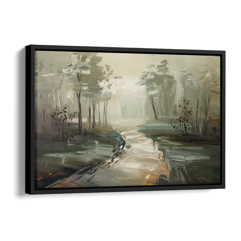 Salem Foggy Morning Side - Black Canvas Wall Art