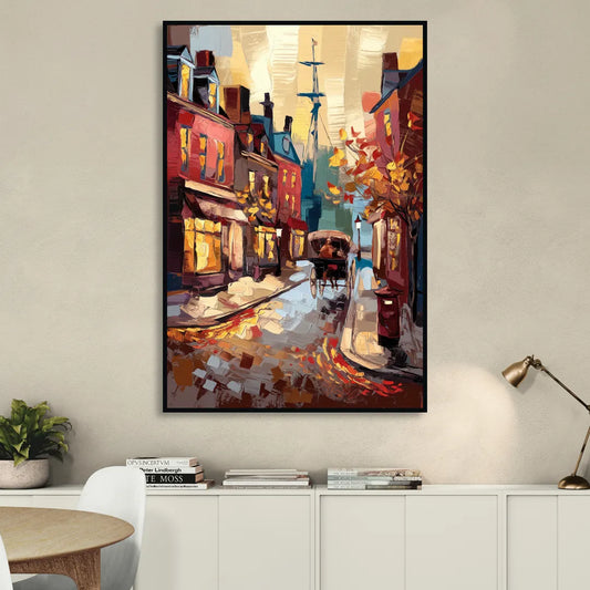 Salem New England Streets Living Room - Black Canvas Wall Art
