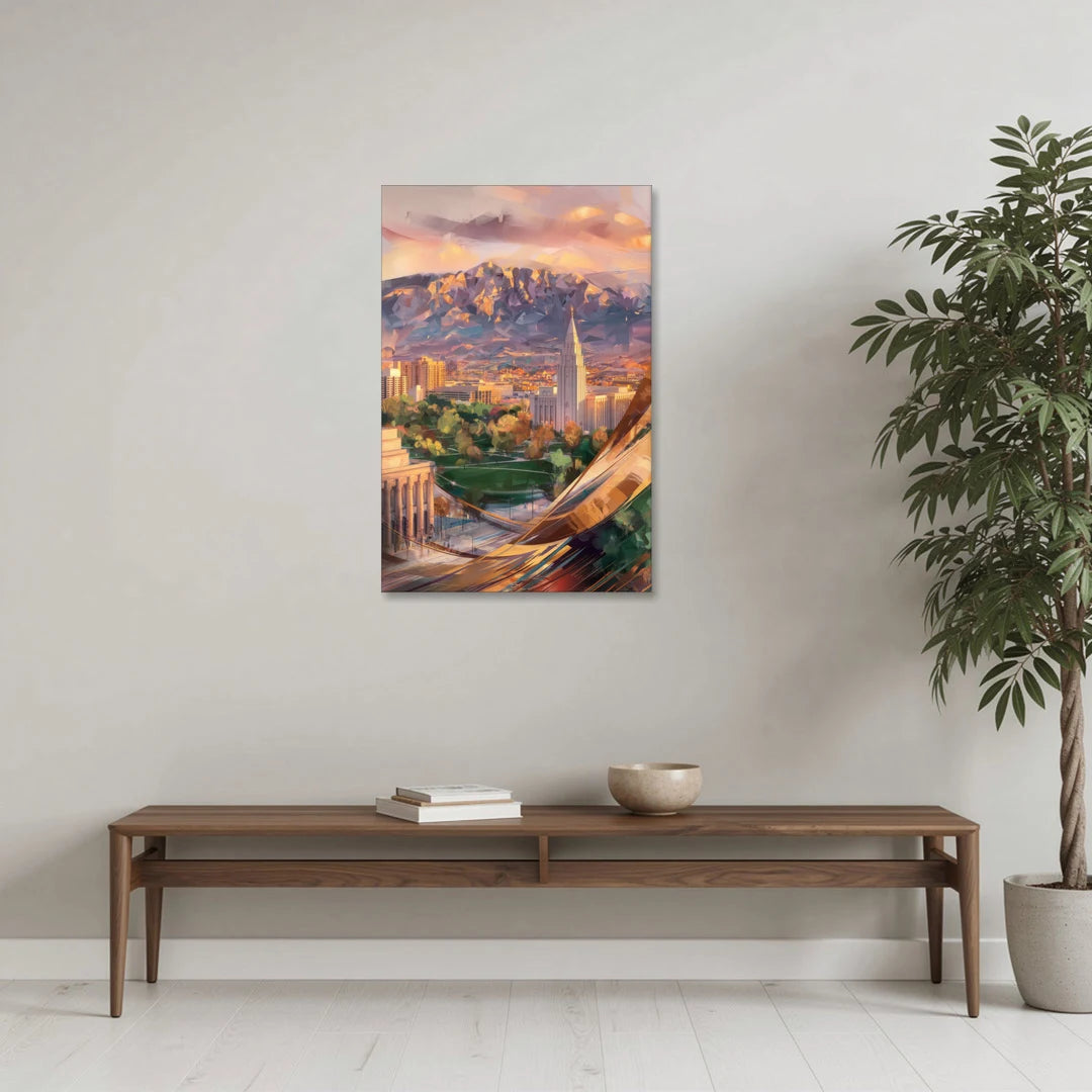 Salt Lake City Downtown View - Canvas Wall Art - Coffee Table - 24x36