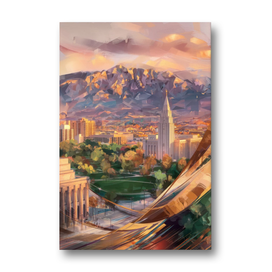Salt Lake City Downtown View - Canvas Wall Art - Front