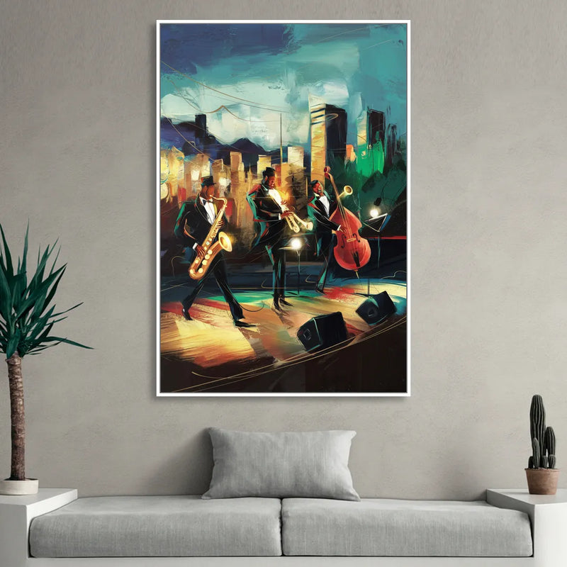 Salt Lake City Jazz Tribute Sitting Room - White Canvas Wall Art