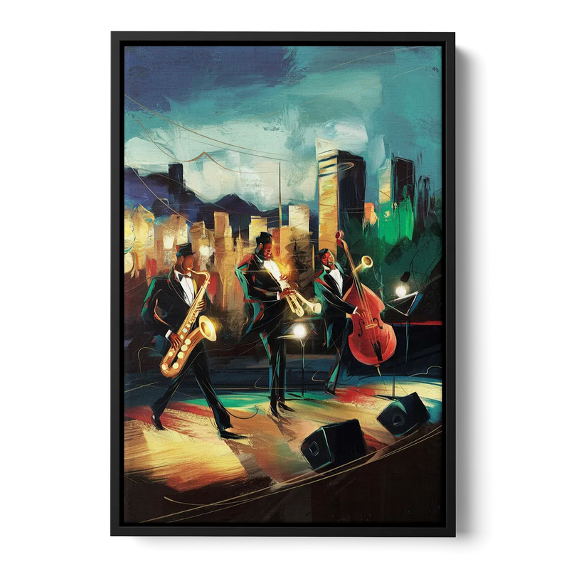 Salt Lake City Jazz Tribute Front - Black Canvas Wall Art