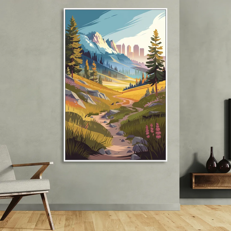 Salt Lake City Nature Trails Sitting Room - White Canvas Wall Art