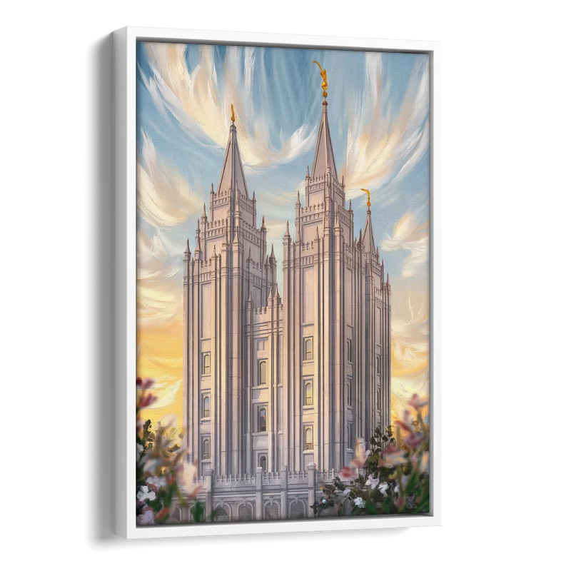 Salt Lake City Temple Square Side - White Canvas Wall Art