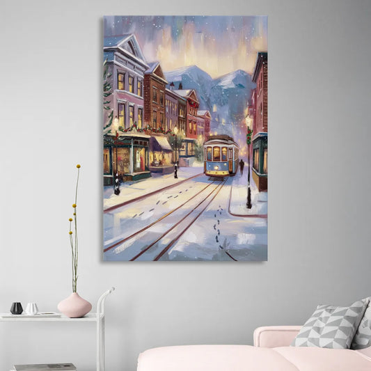 Salt Lake City Winter Scene Living Room - Canvas Wall Art