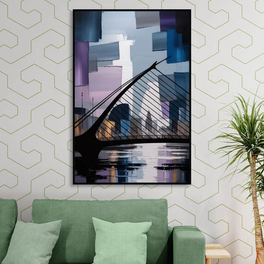 Samuel Beckett Bridge Silhouette Living Room - Black Canvas Wall Art