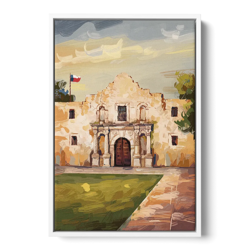 San Antonio Alamo Tribute Front - White Canvas Wall Art