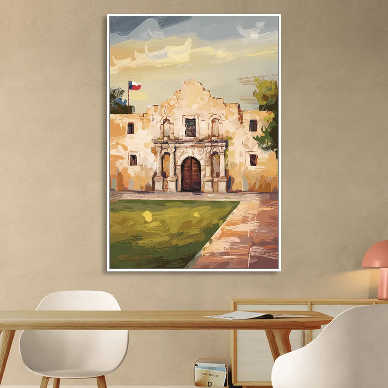 San Antonio Alamo Tribute Sitting Room - White Canvas Wall Art