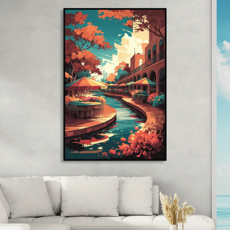 San Antonio Cultural Heritage Living Room - Black Canvas Wall Art