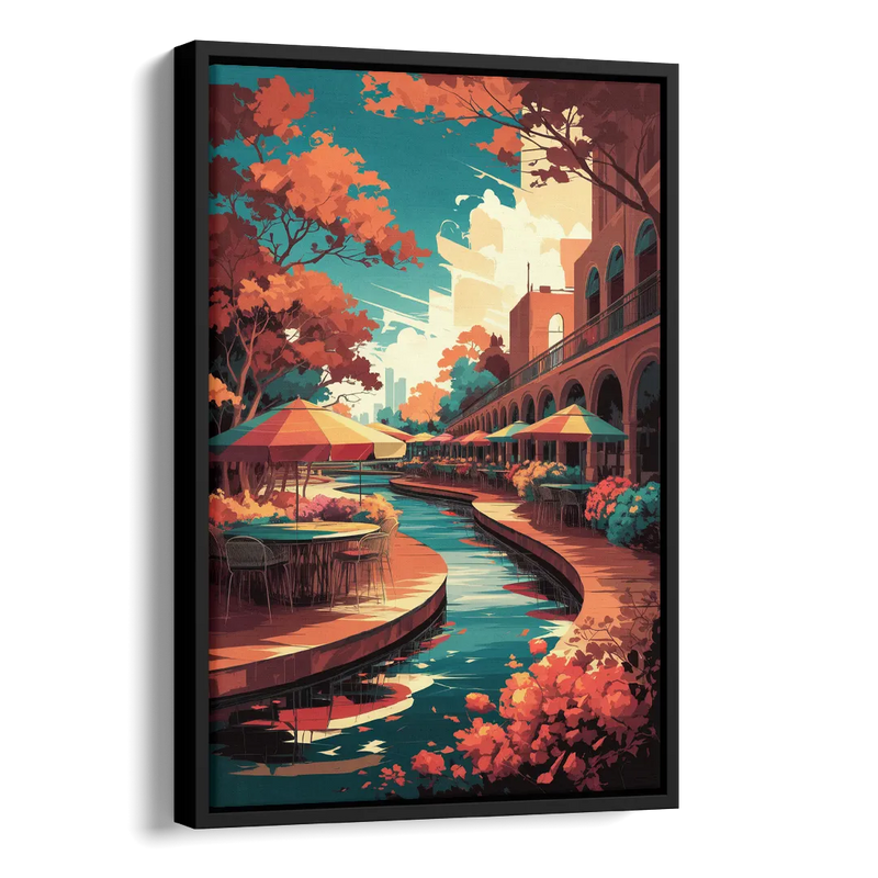 San Antonio Cultural Heritage Side - Black Canvas Wall Art