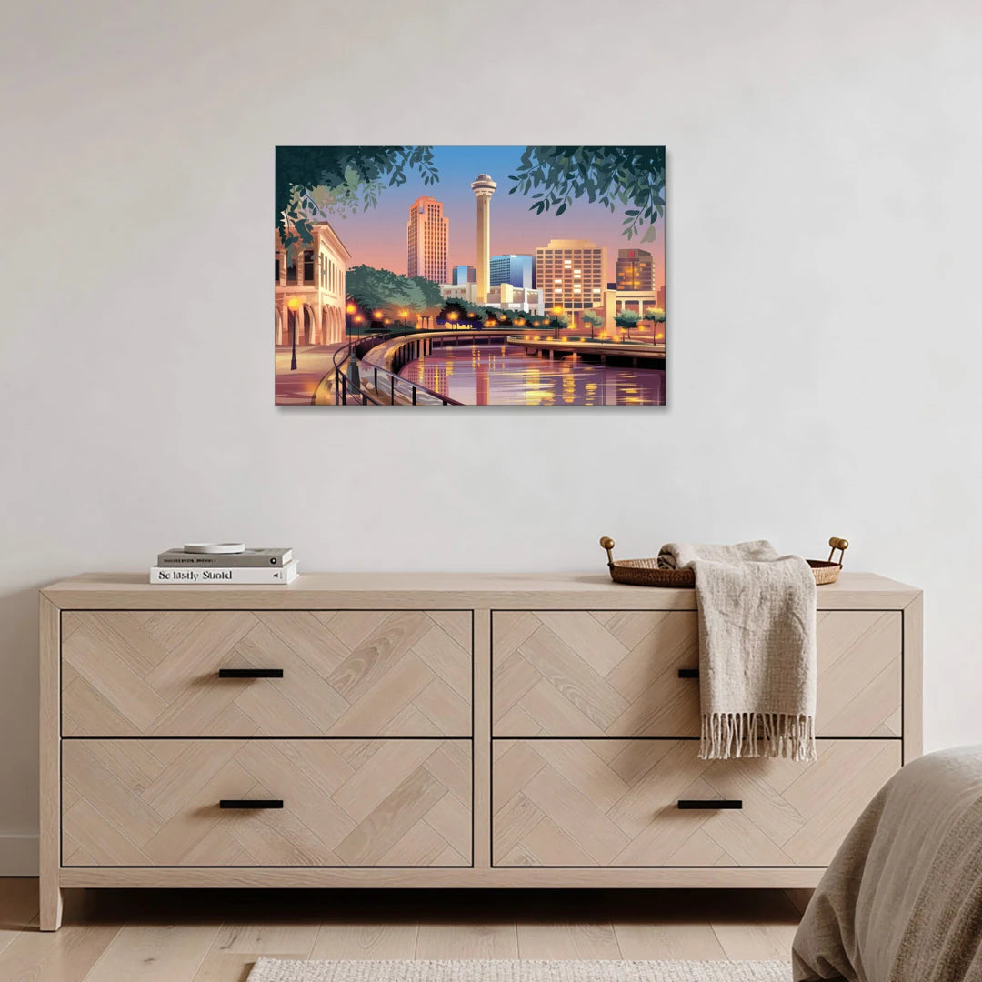 San Antonio Downtown Vibes - Canvas Wall Art - Coffee Table - 36x24