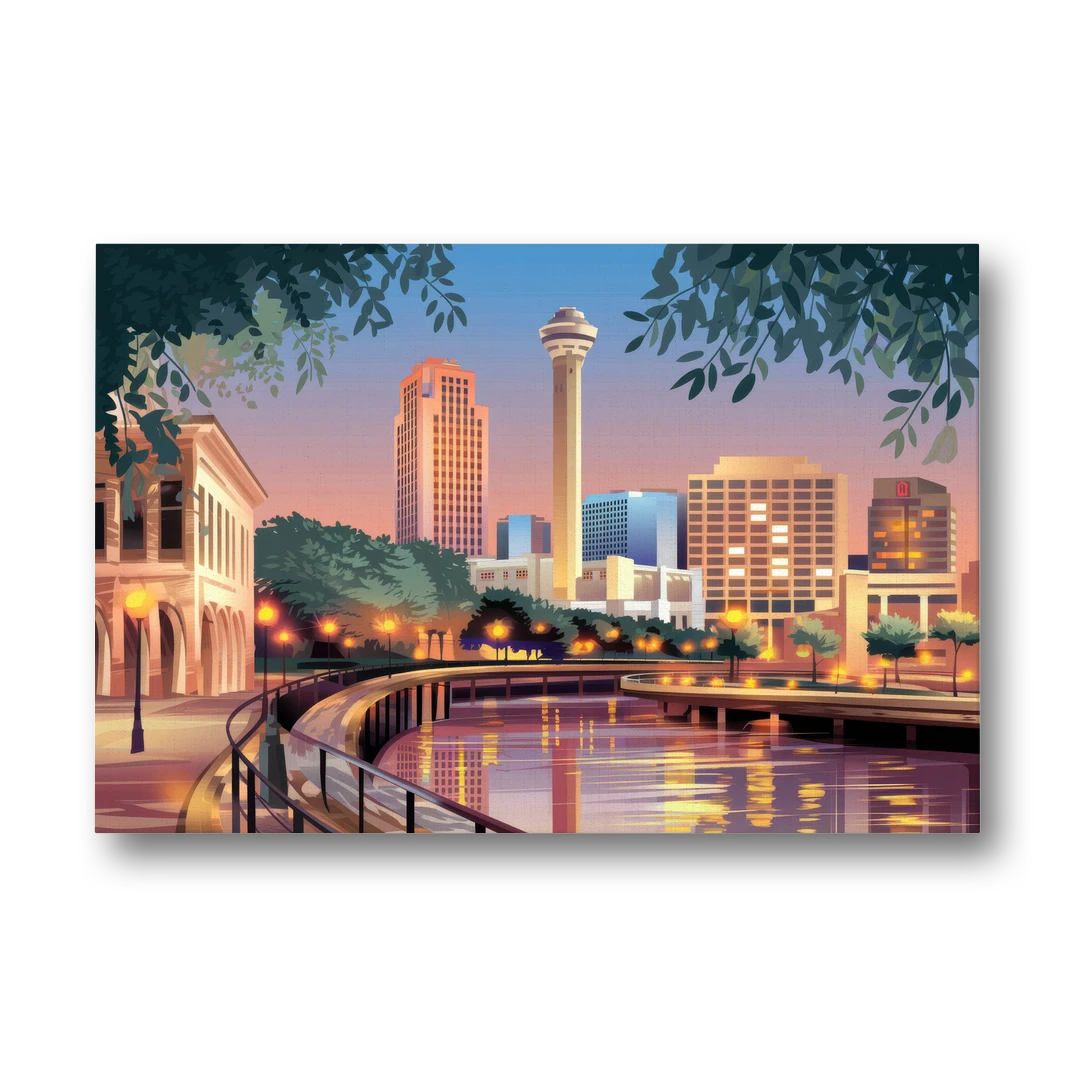 San Antonio Downtown Vibes - Canvas Wall Art - Front