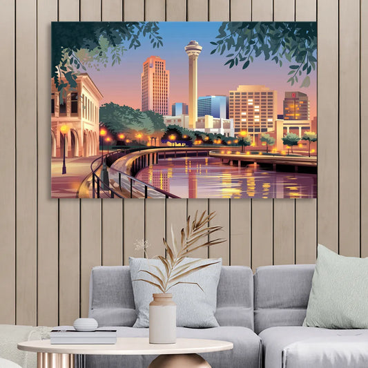 San Antonio Downtown Vibes Living Room - Canvas Wall Art