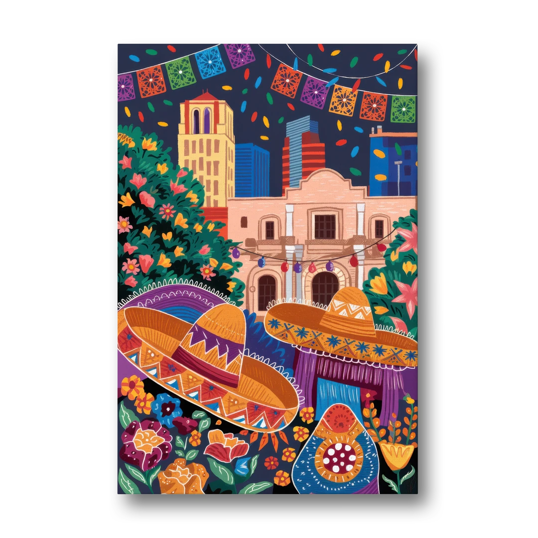 San Antonio Fiesta Colors - Canvas Wall Art - Front