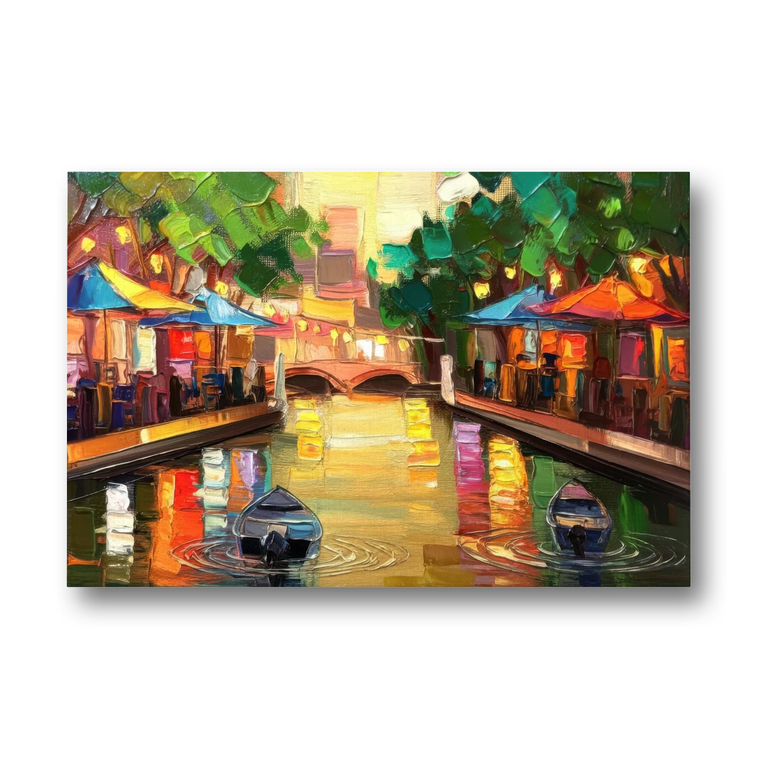 San Antonio Riverwalk Charm - Canvas Wall Art - Front