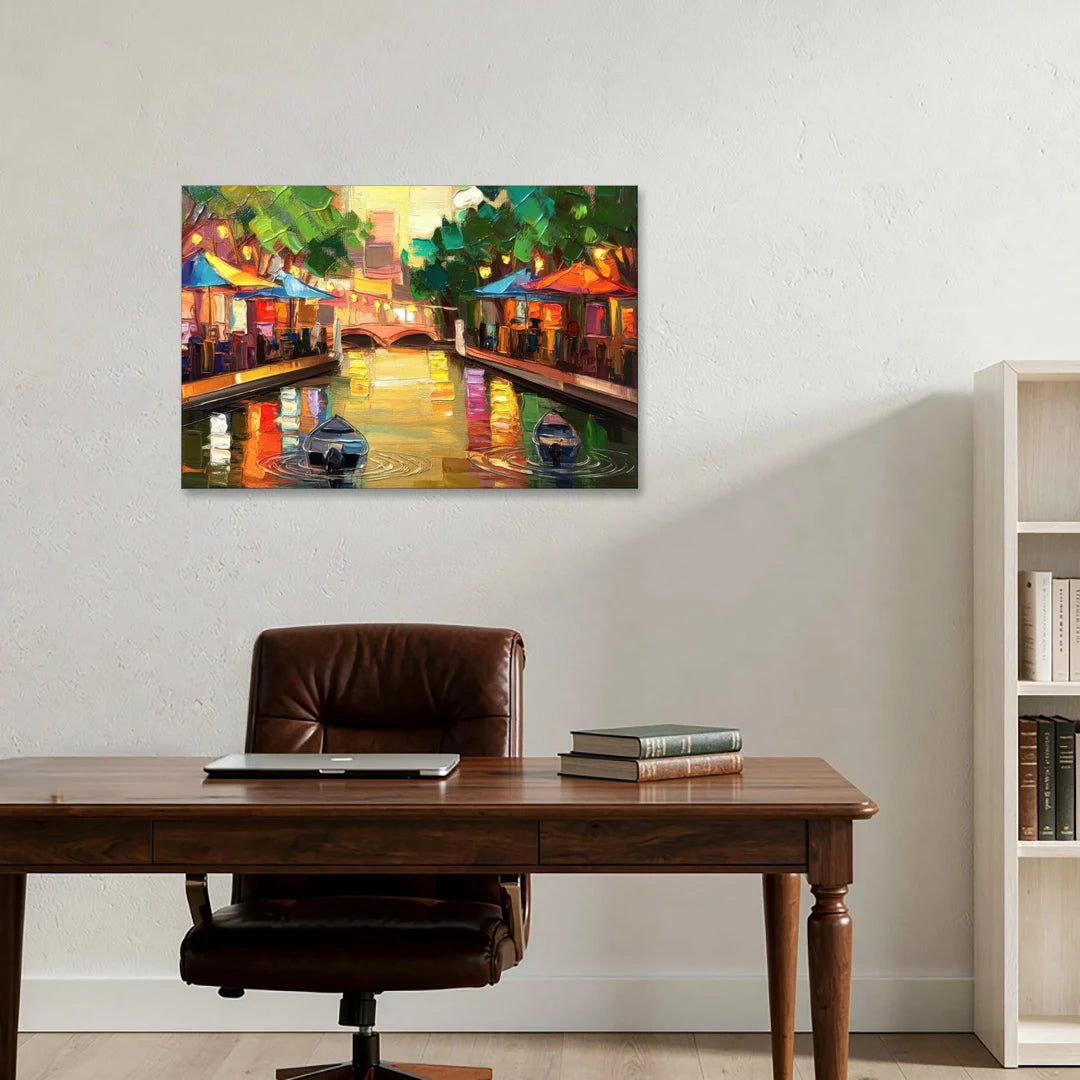 San Antonio Riverwalk Charm - Canvas Wall Art - Office - 36x24