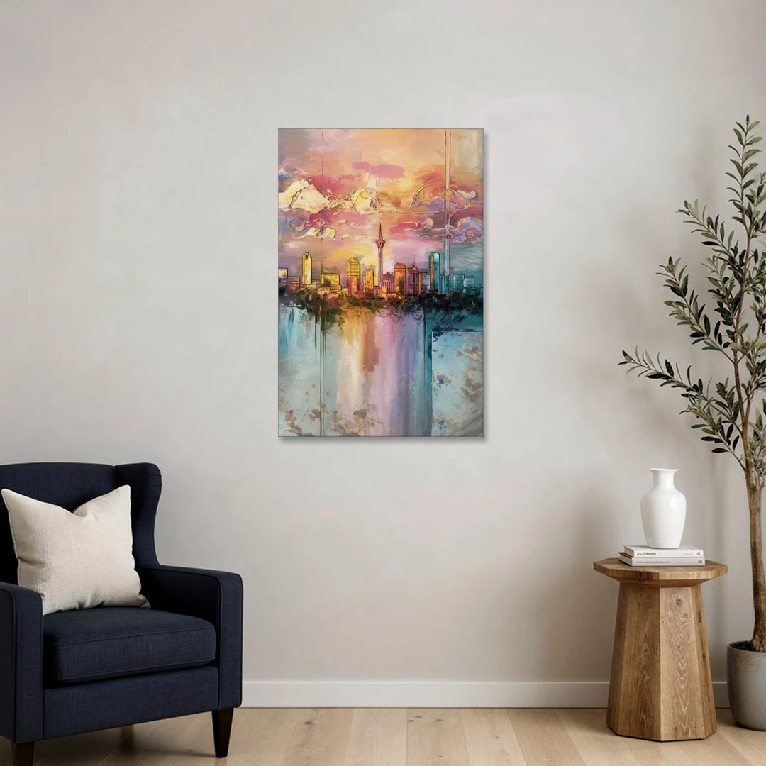 San Antonio Skyline Sunset - Canvas Wall Art - Sofa - 24x36