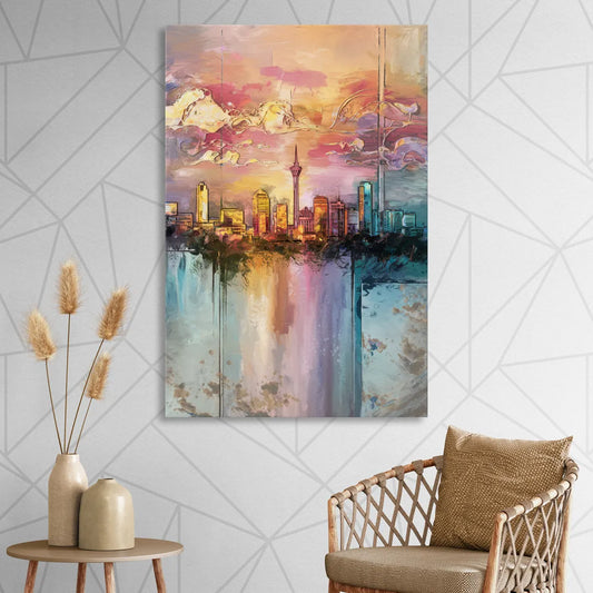 San Antonio Skyline Sunset Living Room - Canvas Wall Art