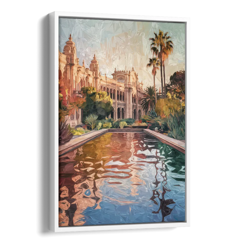 San Diego Balboa Park Scenes Side - White Canvas Wall Art